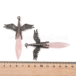 Grands pendentifs en quartz rose naturel facetté&nbsp;G-T145-01R-01