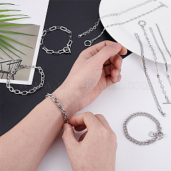 10 Stück 10 Stile Edelstahl-Kettenarmband-Kits&nbsp;BJEW-PH0004-48