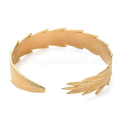 Bracelets manchettes en plumes en acier inoxydable 304&nbsp;BJEW-G694-03G