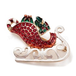 Pin de esmalte de trineo navideño con rhinestone&nbsp;XMAS-PW0001-256