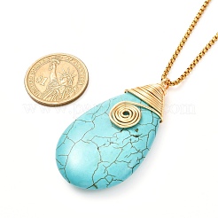 Collana con ciondolo in howlite naturale a goccia per donna ragazza&nbsp;NJEW-JN03706