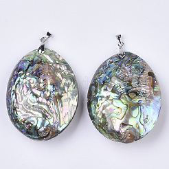 Doppelseitige Anhänger aus natürlicher Abalone-Muschel / Paua-Muschel&nbsp;SSHEL-N034-05
