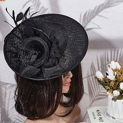 Base fascinator mini sombrero de lino&nbsp;AJEW-WH0561-32A