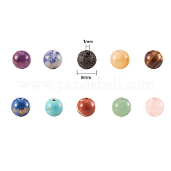 200pcs 10 perles rondes de pierres précieuses naturelles et synthétiques de style&nbsp;G-CJ0001-53