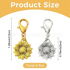 8 pendentif décoratif en alliage tournesol bicolore&nbsp;HJEW-YW00565