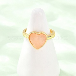 Bagues en quartz rose naturel avec accessoires en laiton&nbsp;G-H353-03G-06