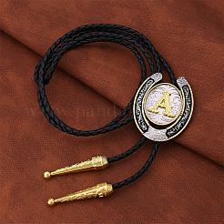 Cowboy Western Legierung Hufeisen & Buchstaben Anhänger Bolo Tie Halsketten&nbsp;NJEW-WH20014-02A