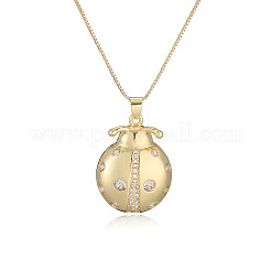 Colliers pendentifs coccinelle en laiton pavé de zirconiums pour femmes&nbsp;WG84623-02