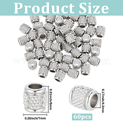 60 pièce de perles européennes en acier inoxydable 303&nbsp;STAS-PA0001-10