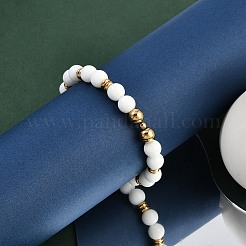 Ionenplattierung (IP) 304 Edelstahl & runde Glasperlen Stretch-Armbänder für Frauen und Männer&nbsp;BJEW-M046-03G