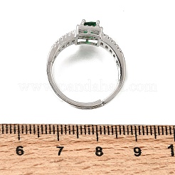 Anelli aperti con polsino in ottone micro pavé di zirconi cubici trasparenti&nbsp;CU-CBA5C10-14P