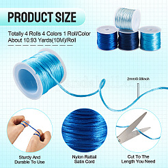 4 Rolle Nylon-Rattail-Satinschnur in 4 Farben&nbsp;NWIR-TA0001-39C