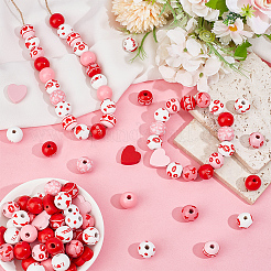 DIY-Sets zur Herstellung von Anhängerdekorationen aus Holzperlen und Jutekordel zum Valentinstag&nbsp;DIY-SP0002-71