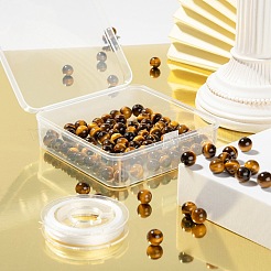 100pcs 8mm natürliche Tigerauge Perlen runde Perlen&nbsp;DIY-LS0002-48