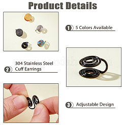 18 pieza de 9 estilos de pendientes de puño de acero inoxidable 304&nbsp;EJEW-HS0001-19