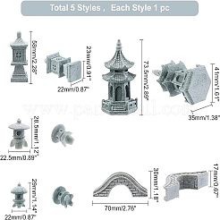5 stücke 5 stil chinesische pagode statue stein miniatur ornament&nbsp;AJEW-FH0002-53