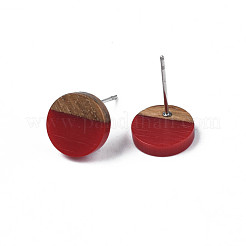 Ohrstecker aus undurchsichtigem Harz und Walnussholz&nbsp;EJEW-N017-008-B02