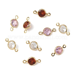 Dijes conectores planos redondos de latón pavé de circonita cúbica de Shegrace&nbsp;XGRQ2O358-443G