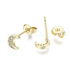 Messing Micro Pave klare Zirkonia Ohrstecker&nbsp;EJEW-T046-27G-NF