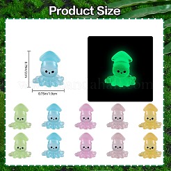 50 Stück 5 Farben leuchtendes Harz niedliche kleine Tintenfisch-Ornamente&nbsp;RESI-SZ0003-44