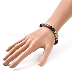 Perles rondes en pierre mate bracelets extensibles pour hommes femmes&nbsp;BJEW-JB06875