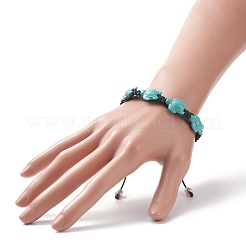 Synthetisches türkisfarbenes (gefärbtes) geflochtenes Schildkrötenperlenarmband für Frauen&nbsp;BJEW-TA00225-01