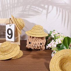 Mini-Strohhut aus Papierimitat für Puppen-Deko-Accessoires&nbsp;DOLL-WH0002-34