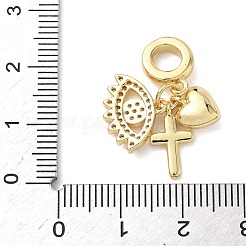 Ciondoli pendenti europei in ottone con micro pavé di zirconi chiari&nbsp;KK-D502-13A-G