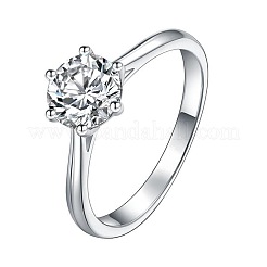 Bagues en argent sterling plaquées rhodium avec micro pavé de moissanite de 925 mm pour femmes&nbsp;WG6524C-03