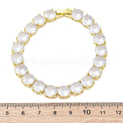 Bracelets à maillons ronds plats en laiton avec zircone cubique transparente pour femmes&nbsp;BJEW-A034-02G