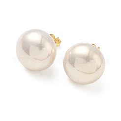 Pendientes de botón de imitación de perlas de latón y plástico ABS para mujer&nbsp;PL-CBA760A-14C-G02