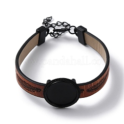 Ajustes de pulsera de eslabones redondos planos de aleación aptos para cabujones&nbsp;FIND-M009-01EB