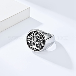Anillo de dedo con forma de árbol de la vida de acero inoxidable estilo retro&nbsp;FIND-PW0020-06B-AS