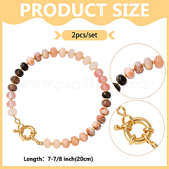 2 Stück Stretch-Armbänder mit natürlichen gemischten Edelsteinperlen&nbsp;BJEW-HY0002-03A