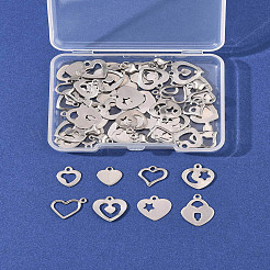 60 stücke 10 arten 201 edelstahl offene herz charme&nbsp;STAS-FS0001-92