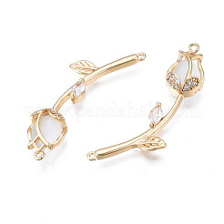 Connecteurs de liaison en zircone cubique transparente en laiton micro pavé&nbsp;KK-Q278-004-NF
