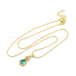 Messing-Halsketten mit Pavé-Zirkonia-Anhänger „Boy Love“ für Damen&nbsp;LS-NJEW-S430-01G-04