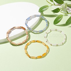 Bracelet extensible perles rectangle pierres naturelles&nbsp;BJEW-JB07506