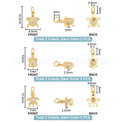 18 Stück 6 Stil Messing Micro Pave Zirkonia Charms&nbsp;ZIRC-PH0001-34