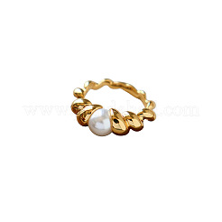 Anelli da dito intrecciati in ottone e perle di plastica&nbsp;WG278BB-01
