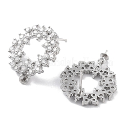 Ohrstecker-Beschläge aus rhodiniertem Sterlingsilber mit Zirkonia in Donut-Form&nbsp;EJEW-B038-16P