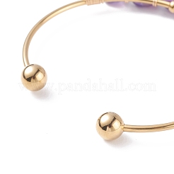 Bracciale rigido con polsino avvolgente con perline in pietra mista naturale&nbsp;BJEW-JB07263