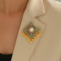 Broches de perlas de plástico de aleación con forma de rombo y mariposa de estilo bohemio para mochilas y ropa.&nbsp;TA3973
