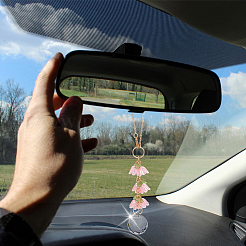 Ornamenti da appendere all'auto in vetro e resina con mughetto&nbsp;HJEW-DR00054