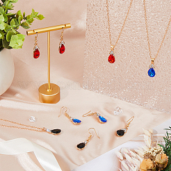 3 Set 3 Farben Strass Tropfenohrringe & Halskette&nbsp;SJEW-FI0001-27