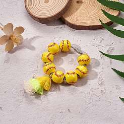 Decorazioni pendenti con perline da baseball in legno&nbsp;HJEW-SW00126