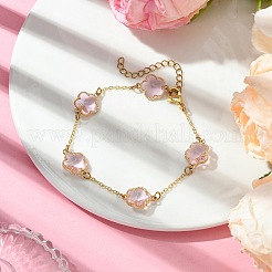 Bracelets à maillons de fleurs en verre&nbsp;BJEW-JB10219-01