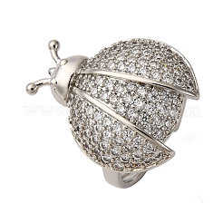 Bagues ouvertes réglables en laiton avec micro pavé de zircones cubiques pour femmes&nbsp;RJEW-A072-01C-P