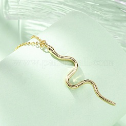 Collane a catena con ciondolo a forma di serpente in ottone per donna&nbsp;NJEW-S438-01B-G