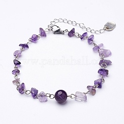 Natürlicher Edelstein Chip anklets&nbsp;X-AJEW-AN00177